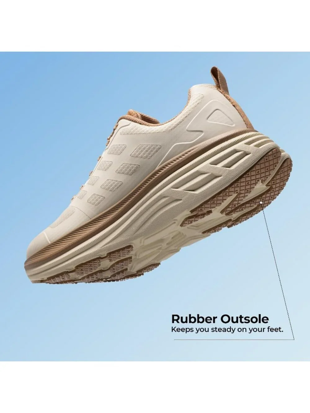Women's Beige Walking Shoes Lace Up No Heel Round Toe Athletic Fashion Sneaker